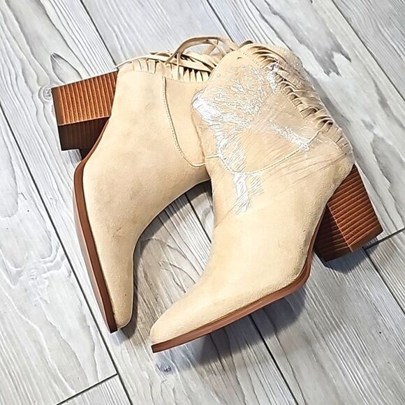 (13-3723)   Coutgo Women's  Western Khaki  Ankle Boots  Sz 7 - Picture 5 of 13